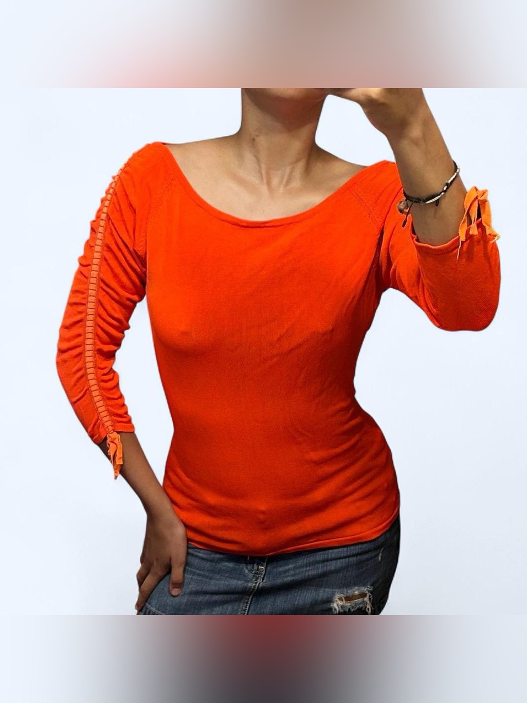 Y2k Ribbon Lace Orange Top By Items!